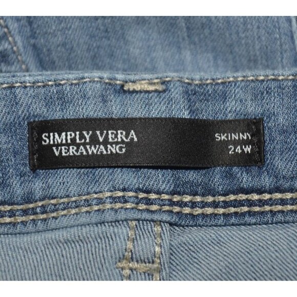 Simply Vera Wang Light Wash Floral Embroidered Skinny Blue Jeans Plus Size 24W - Picture 10 of 11